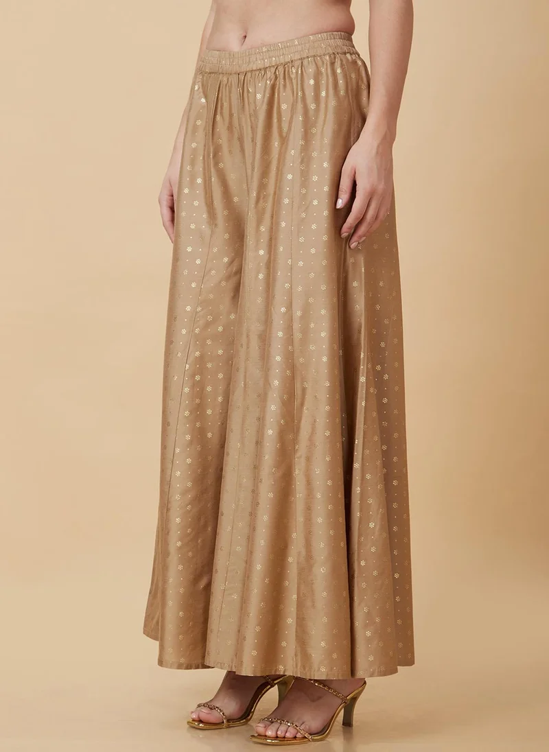 globus Gold Globus Women Gold Foil Printed Flared Festive Palazzos for Women | Best Price UAE